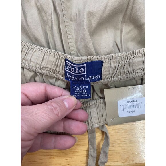 NWT Polo by Ralph Lauren Men's Large Tan 100% Cotton Chino Wide Leg Pants - Picture 6 of 7